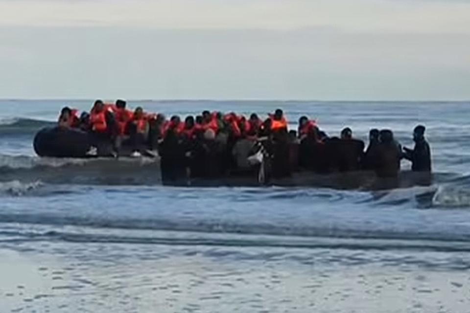 File photo: Footage from BBC News shows migrants in small boat at Dunkirk on Tuesday morning (BBC)