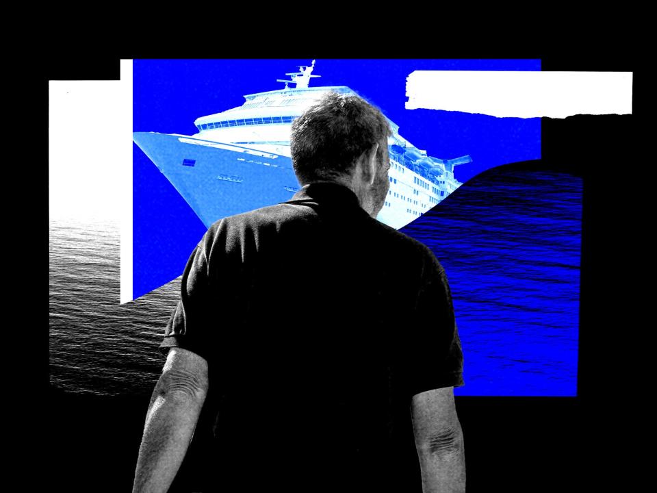Photo illustration of man and cruise ship