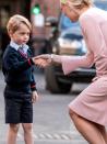 On his first day of school last month, the young Prince was looking very professional as he met his teacher.