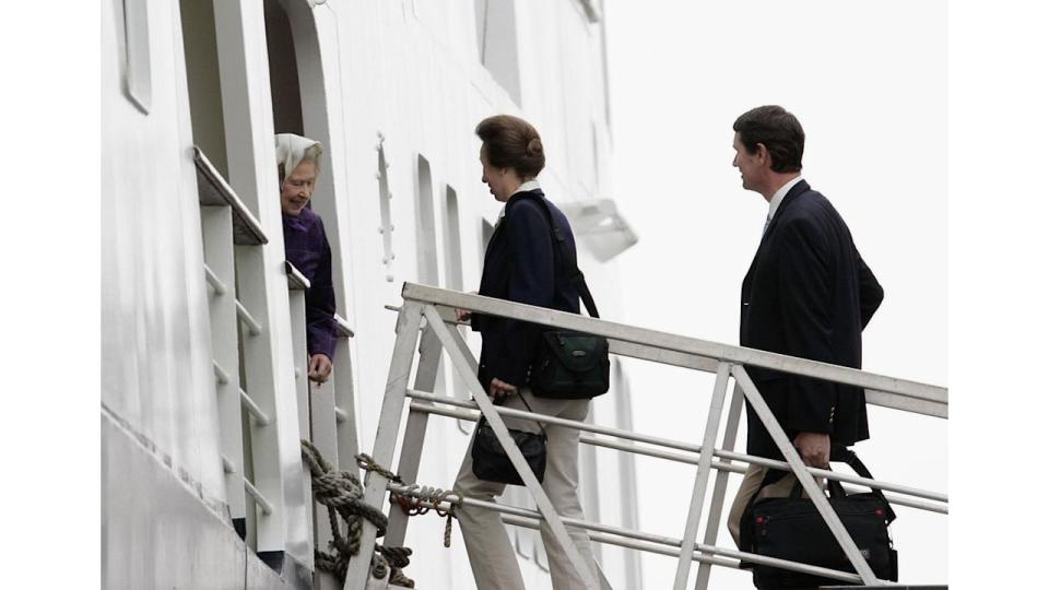 Princess Anne and Sir Timothy Laurence boarding the Hebridean Princess