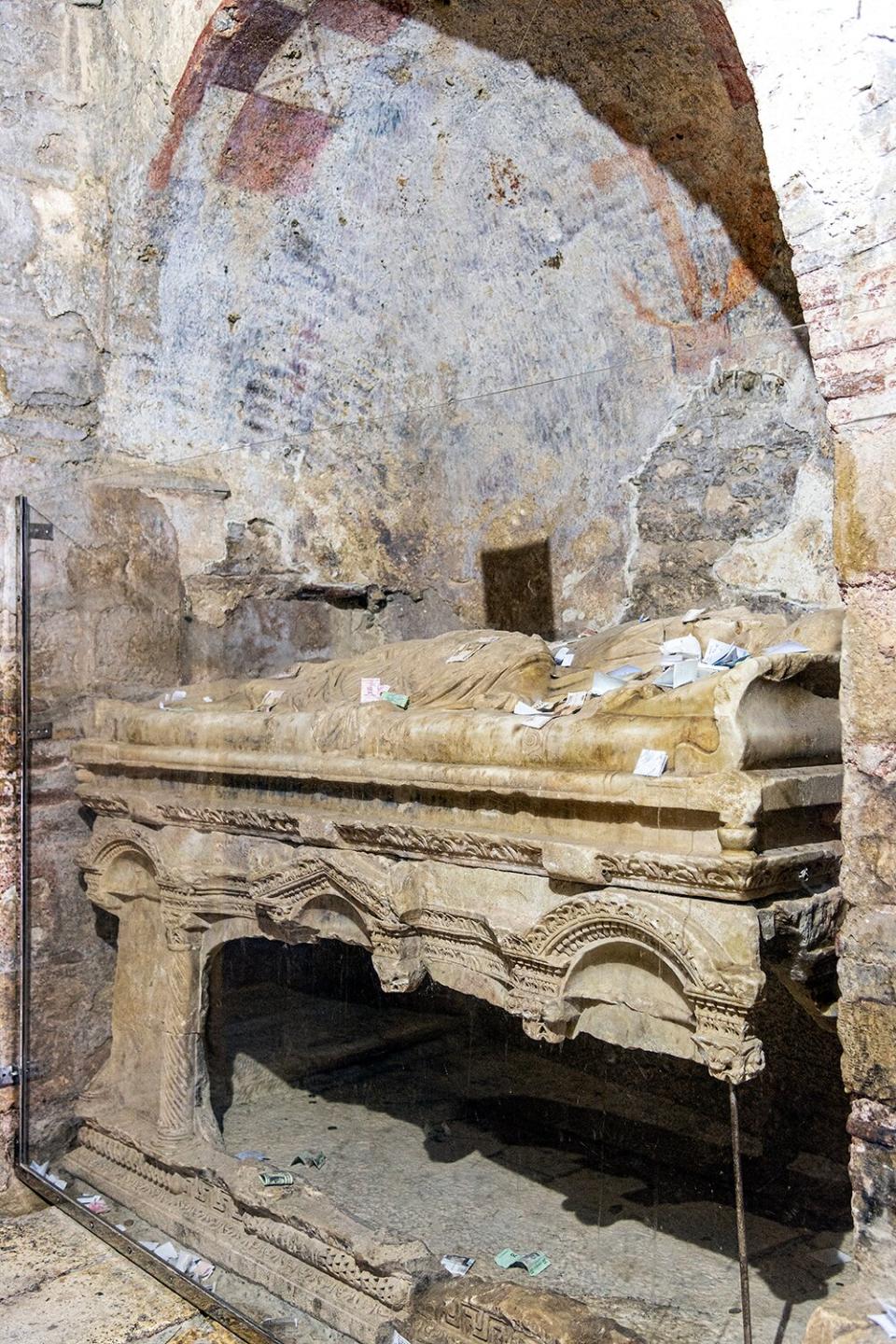 Pilgrims near the sarcophagus of St. Nicholas in Demre, Turkey