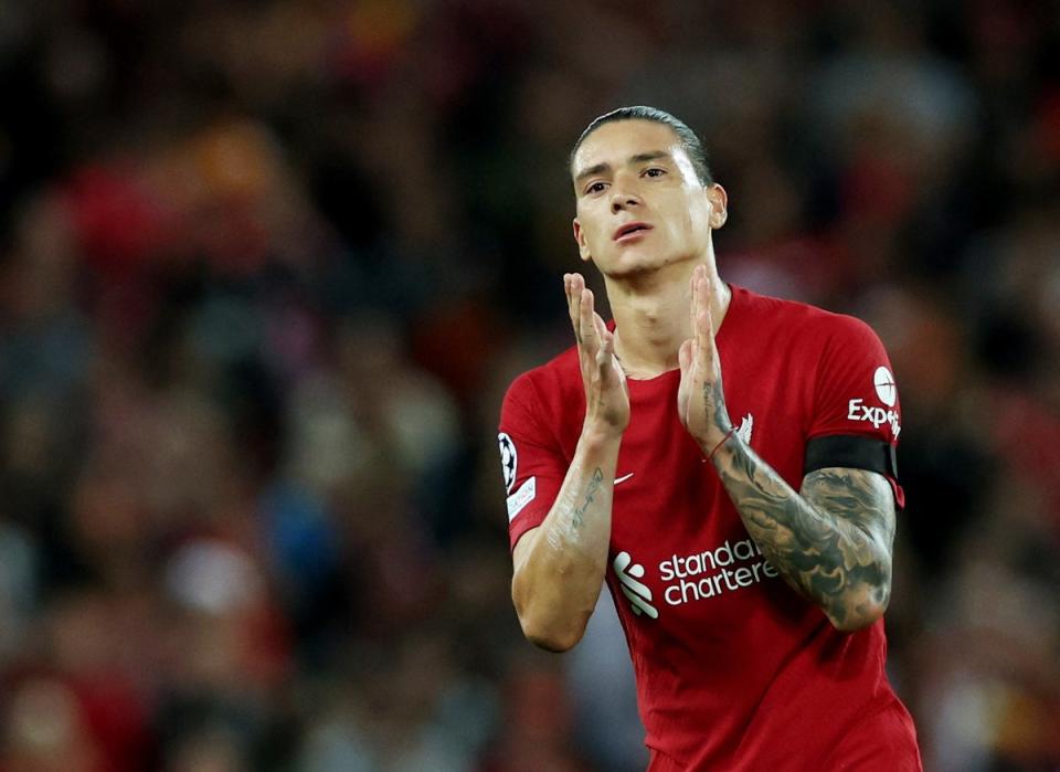 Nunez applauds the Liverpool fans (Reuters)