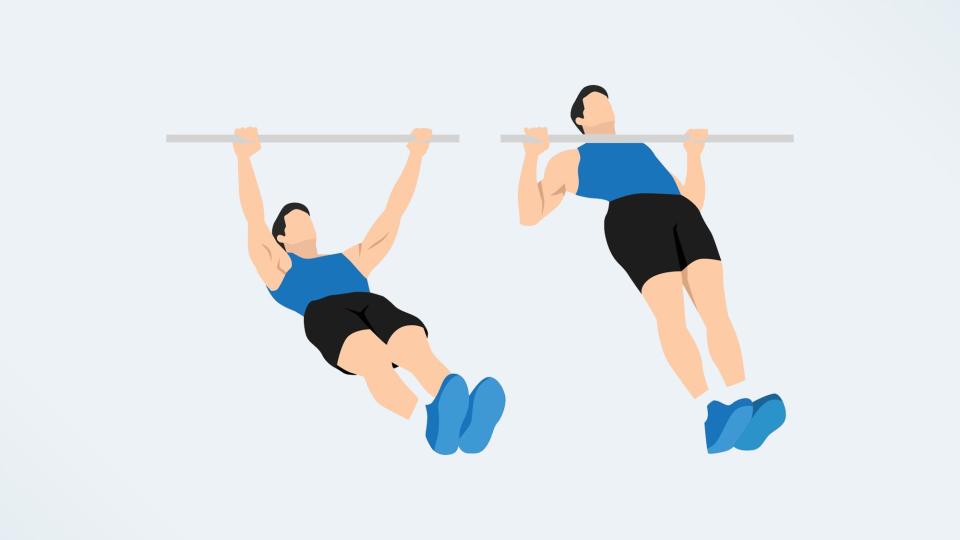 an illo of a man doing an inverted row