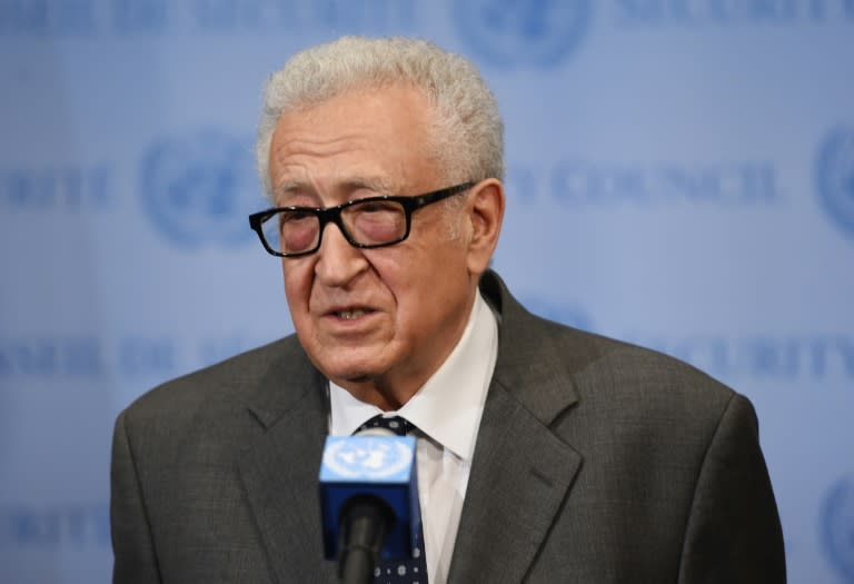 Then UN Syria Lakhdar Brahimi tells reporters he is "very sorry" after giving his resignation to the UN Security Council in May 2014