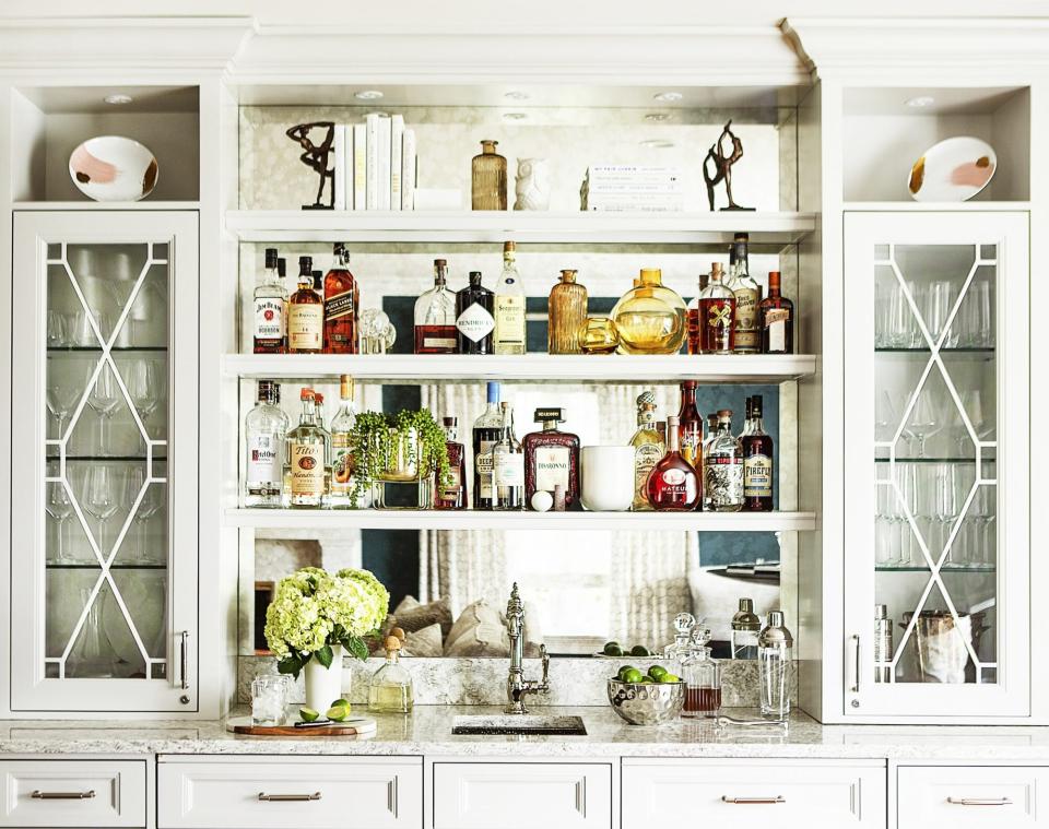 At Home Bar, Mirrored Shelves