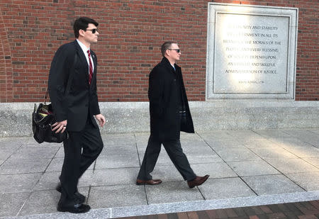 Timothy Sullivan (R), chief of staff of intergovernmental affairs for the city of Boston enters federal court in Boston, Massachusetts, U.S., December 4, 2017. REUTERS/Nate Raymond