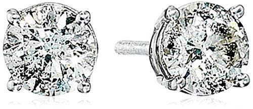 Amazon Collection AGS Certified 14k White Gold Diamond with Screw Back and Post Stud Earrings (…