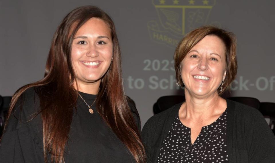 Anna Balestracci, left, is the Support Person of the Year and Emilee Braddy is the Teacher of the Year at Harris County High School.