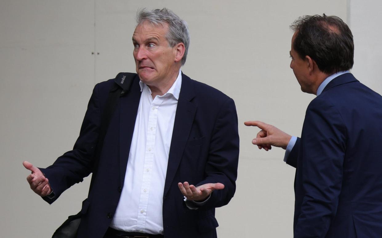 Damian Hinds, the shadow education secretary, is pictured this morning in Westminster