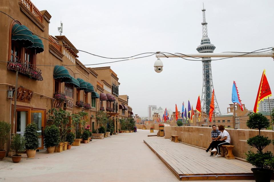 A security camera is placed in a renovated section of the Old City in Kashgar, Xinjiang: Reuters