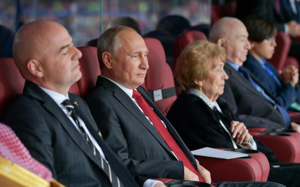 Vladimir Putin watched the match sat next to Fifa president Gianni Infantino - TASS / Barcroft Media