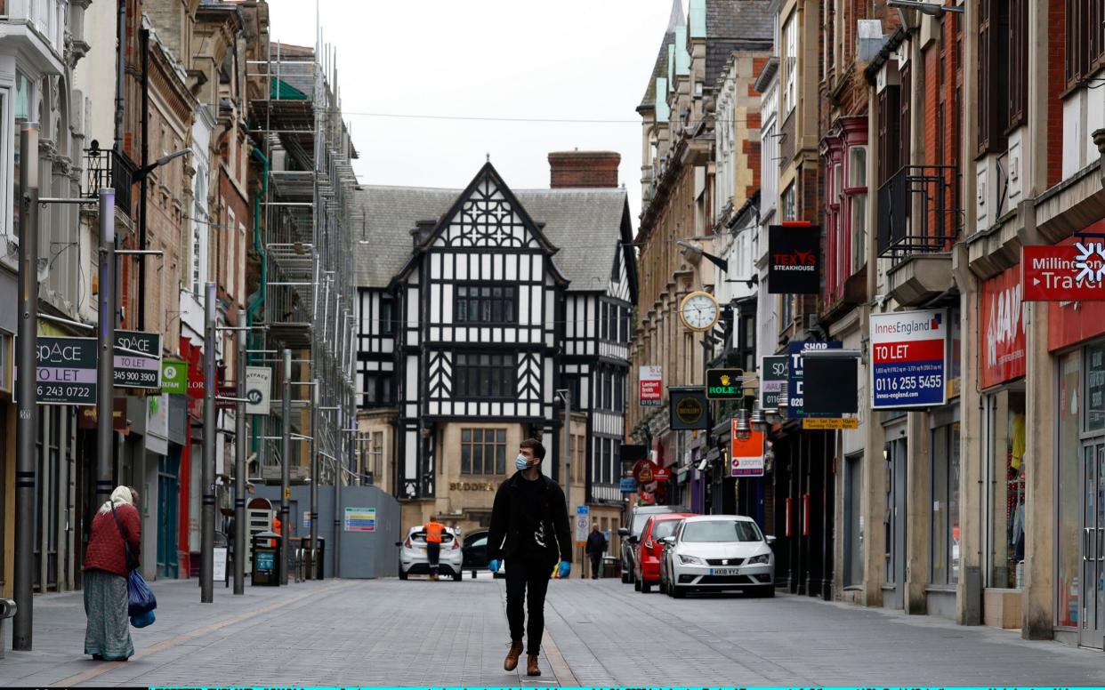 A near empty shopping street during Leicester's lockdown -  Darren Staples/Getty Images Europe