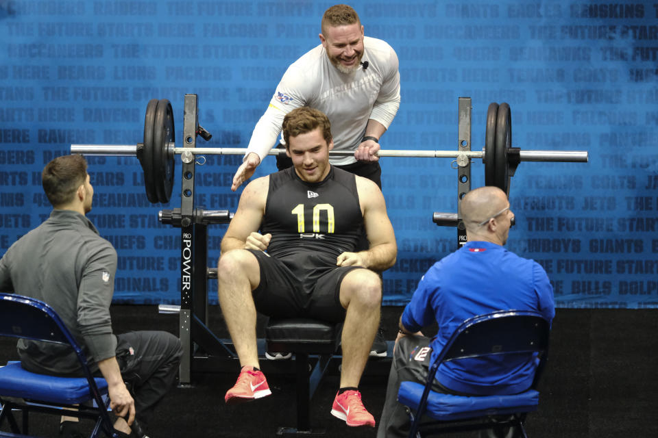 Michael Turk probably didn't help his draft prospects on Thursday. But he did become a combine hero. (AJ Mast/AP Images for NFL)