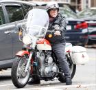 <p>Billy Joel is seen riding his vintage motorcycle through the Hamptons on Friday.</p>