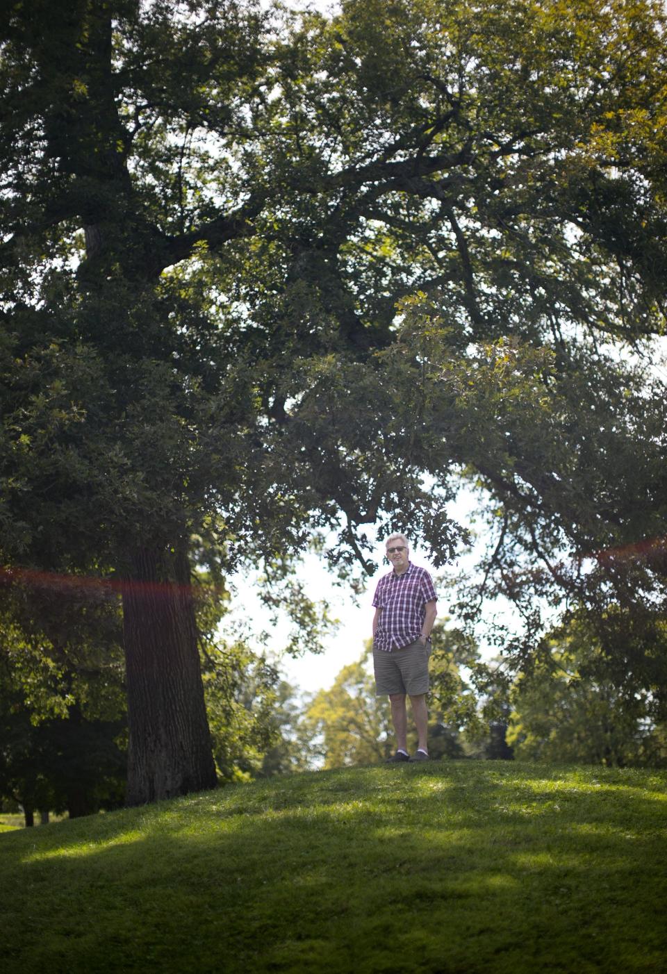 John Low, a citizen of the Pokagon Band of Potawatomi Indians and an American Indian Studies professor at Ohio State, pauses at the Great Circle in Newark in this August 2020 file photo.