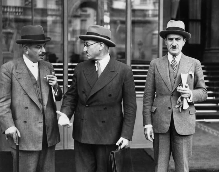 French wartime Vichy regime prime minister Pierre Laval, pictured on the right in 1939, claimed he was "convinced that the Jews were being deported to Poland to create a Jewish state"