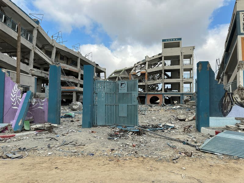 Site of a destroyed school in the southern Gaza Strip