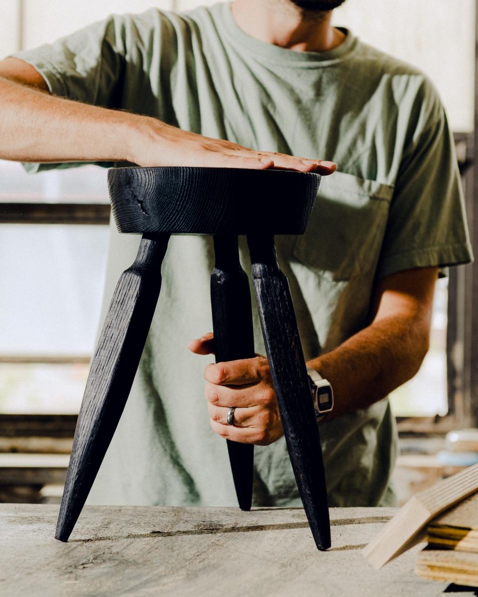 The stool here is by Qendrim Hoti.