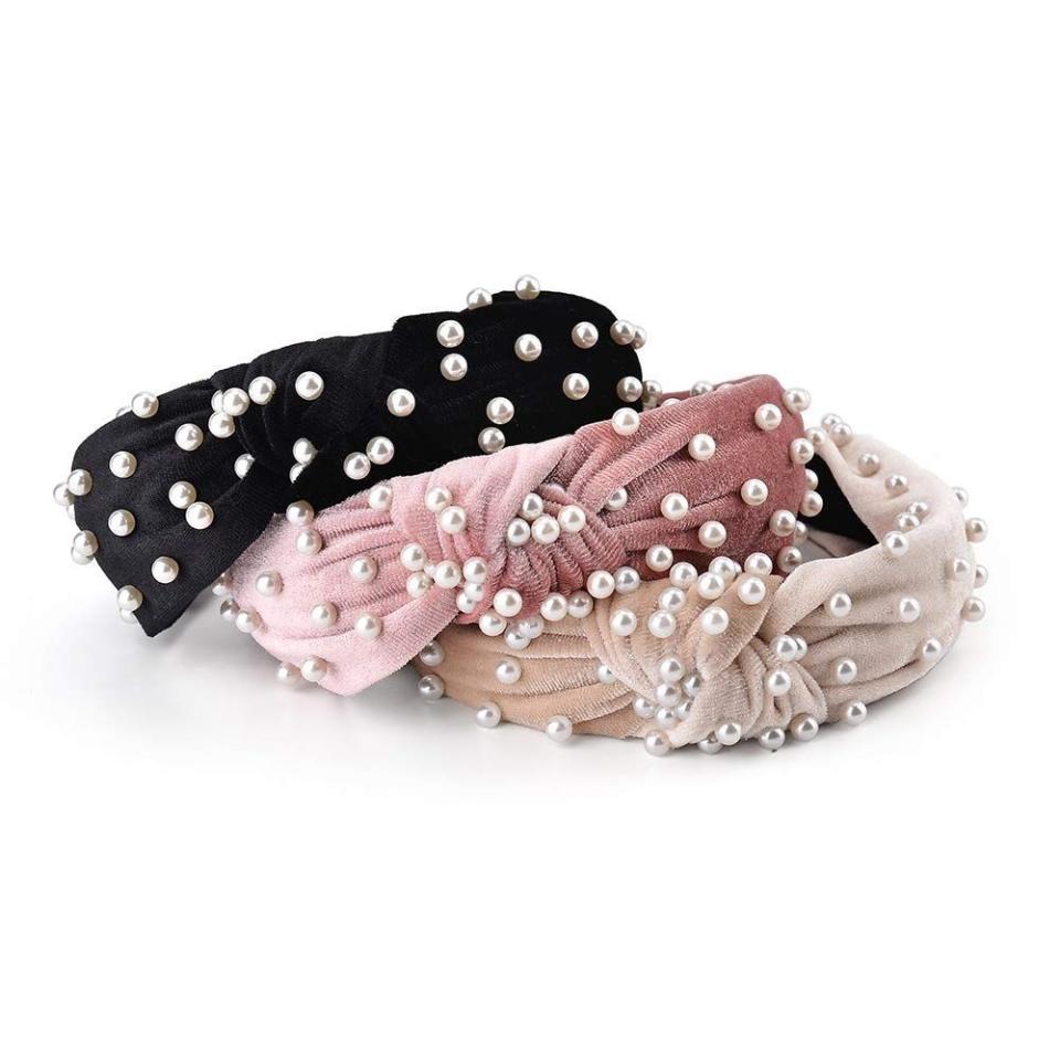 3) 3 Pack Velvet Wide Headbands