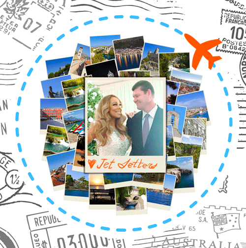 When you are a certified diva and you romance a billionaire, your love story unfolds around the globe. Newly engaged Mariah Carey and James Packer’s whirlwind relationship sparked in Los Angeles, but has taken them everywhere from Aspen to his native Australia. We chart their canoodling course… (Graphic: Imma Almourzaeva)