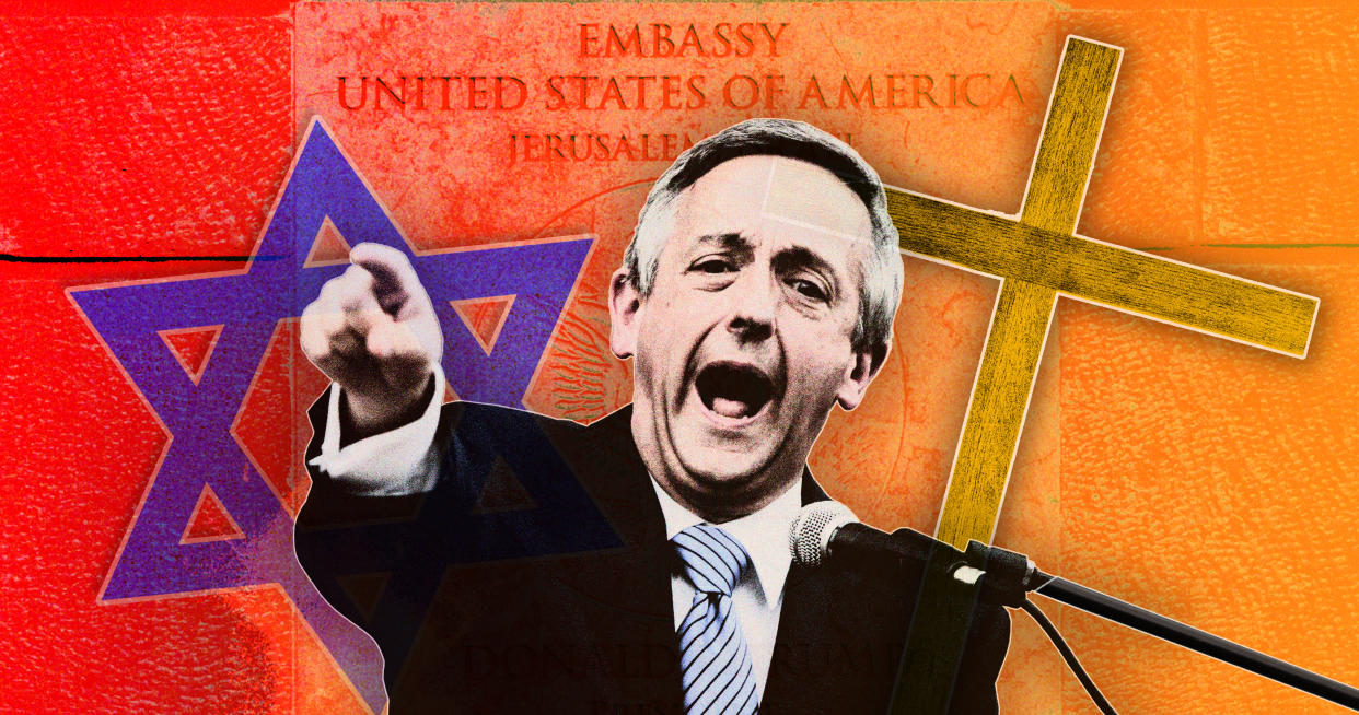 The Rev. Robert Jeffress (Photo illustration: Yahoo News; photos: Getty Images, Erich Schlegel/Getty Images, Getty Images, Sebastian Scheiner/AP)