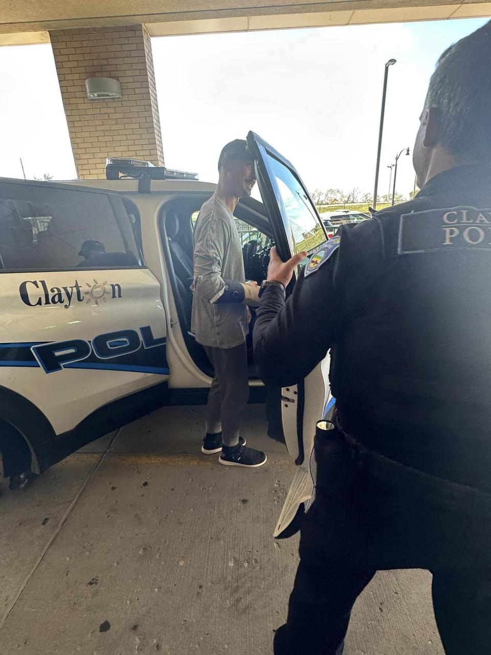 Dozens of officers and state troopers from across several cities in Montgomery and Greene counties gathered outside Miami Valley Hospital Tuesday as Officer Cody Cecil was released from Miami Valley Hospital five days after he was shot while serving a warrant in Clayton.