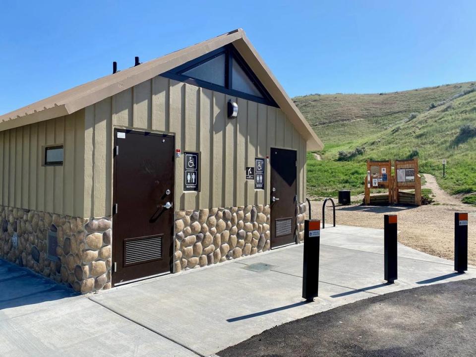 Improvements at the Hillside to Hollow trailhead include two new restrooms, bike racks, new parking and a water fountain that includes a dog drinking station.