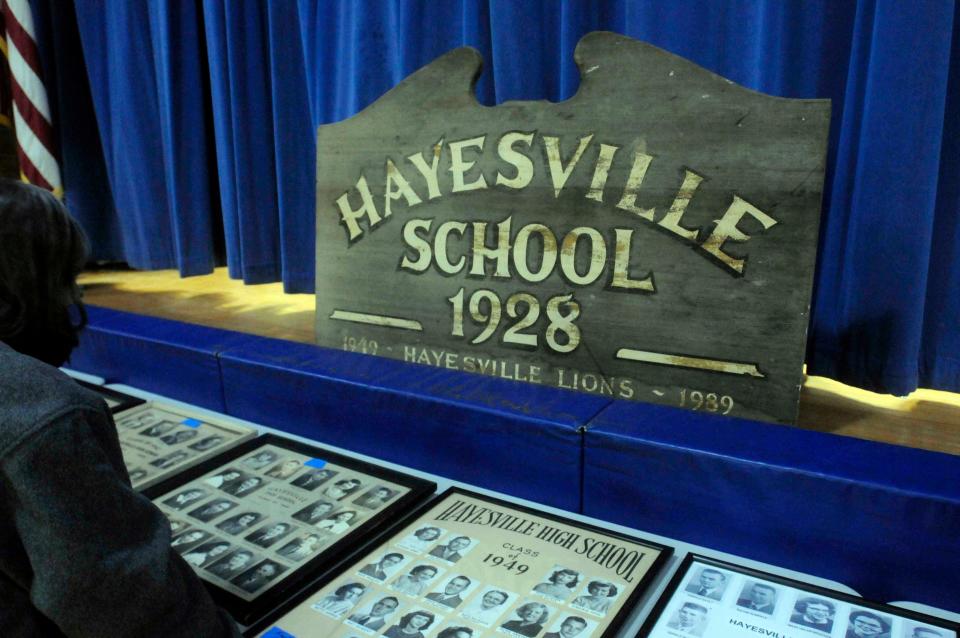 Old class photos and other historical items were on display during an open house tour of Hillsdale Elementary, one of three goodbye building tours planned before the district opens a new facility next school year. A middle school tour is planned for April 23 and the high school building tour is May 6.