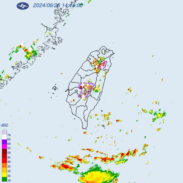 雷達回波。（圖／翻攝自氣象署）