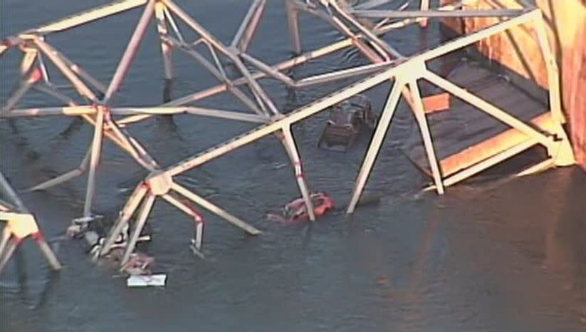Chopper 7 flew over the Interstate 5 Skagit River Bridge, which collapsed Thursday evening.