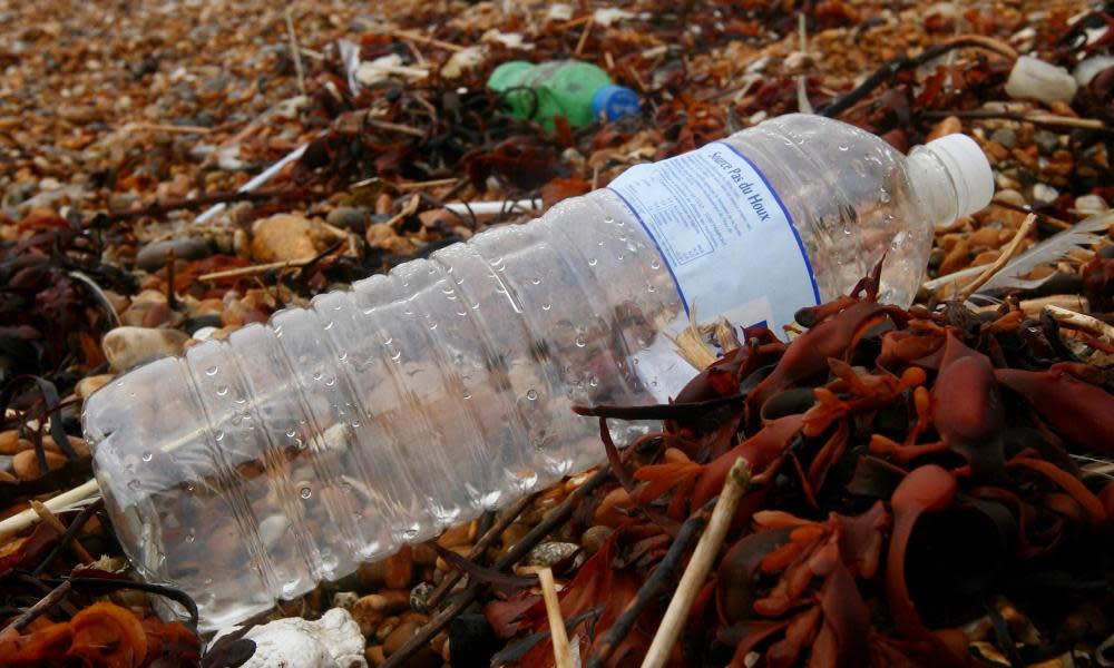 Rubbish left on a beach in Dover, Kent.