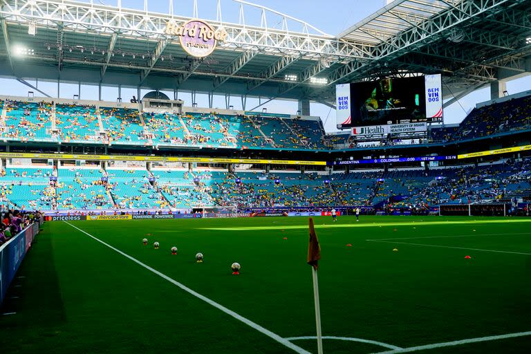 El campo de juego del Hard Rock Stadium previo a la Final de la Copa América 2024 entre Argentina y Colombia.