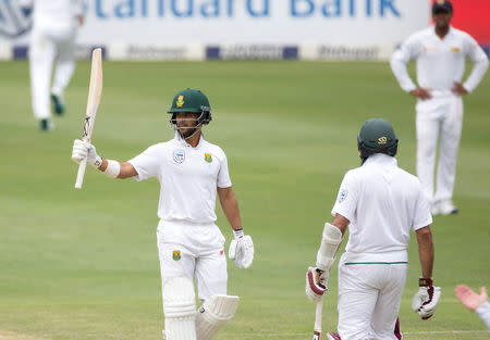 Cricket - South Africa v Sri Lanka - Third Test cricket match - Wanderers Stadium, Johannesburg, South Africa - 12/1/17 - South Africa's JP Duminy celebrates scoring a half century. REUTERS/James Oatway