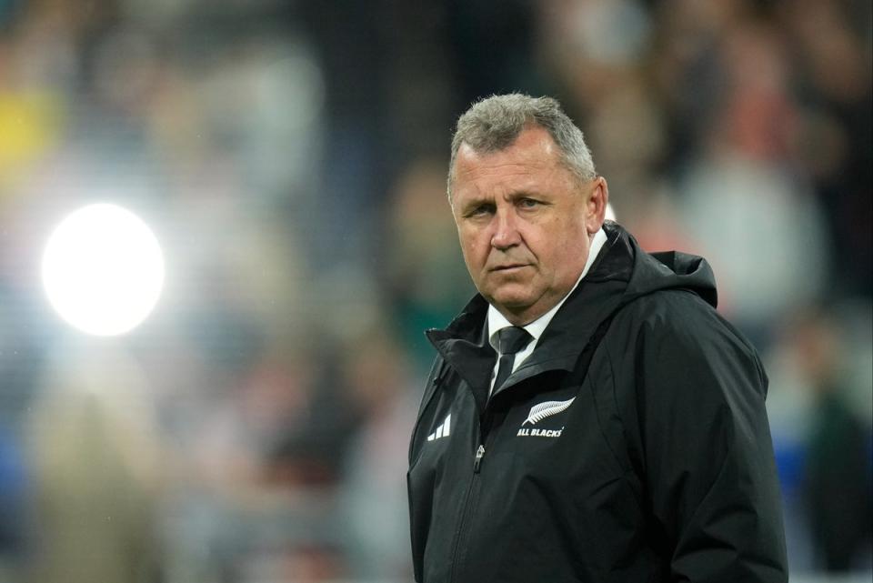 New Zealand’s head coach Ian Foster watches on at the Stade de France (AP)