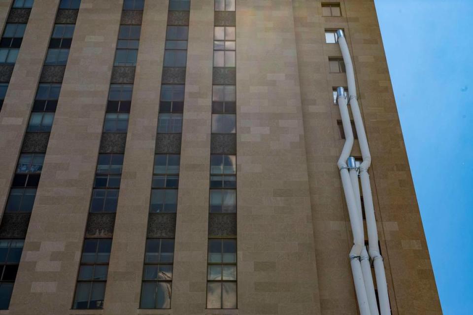 Large air conditioning vents enter through windows throughout Jackson County Courthouse, Tuesday, June 8, 2021, in Kansas City.