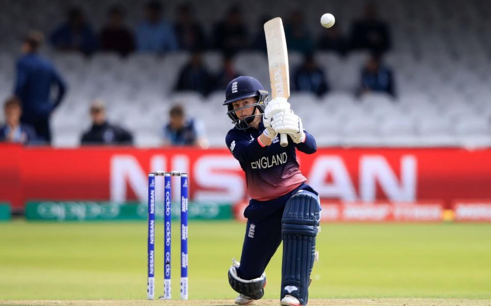 England's Tammy Beaumont goes on the attack at Lord's - Credit: PA