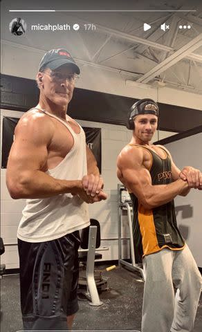 <p>Micah Plath/Instagram</p> Barry Plath and son Micah Plath take a selfie at the gym.