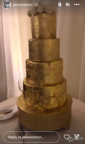 <p>Jen Woolston/Instagram</p> The Golden Bachelor wedding cake