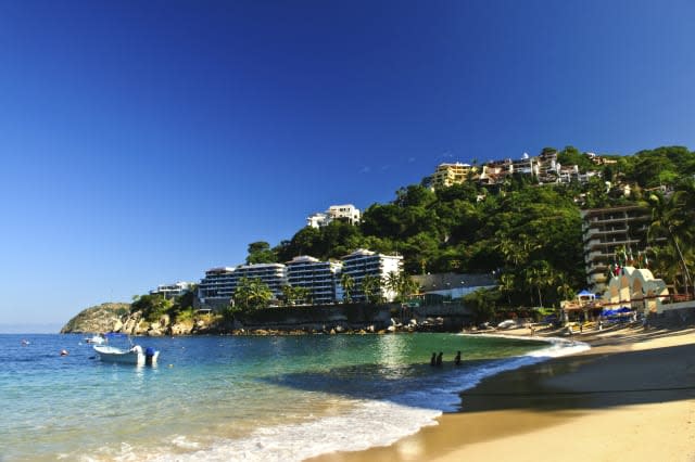 View on Pacific coast of Mexico resort town of Mismaloya near Puerto Vallarta