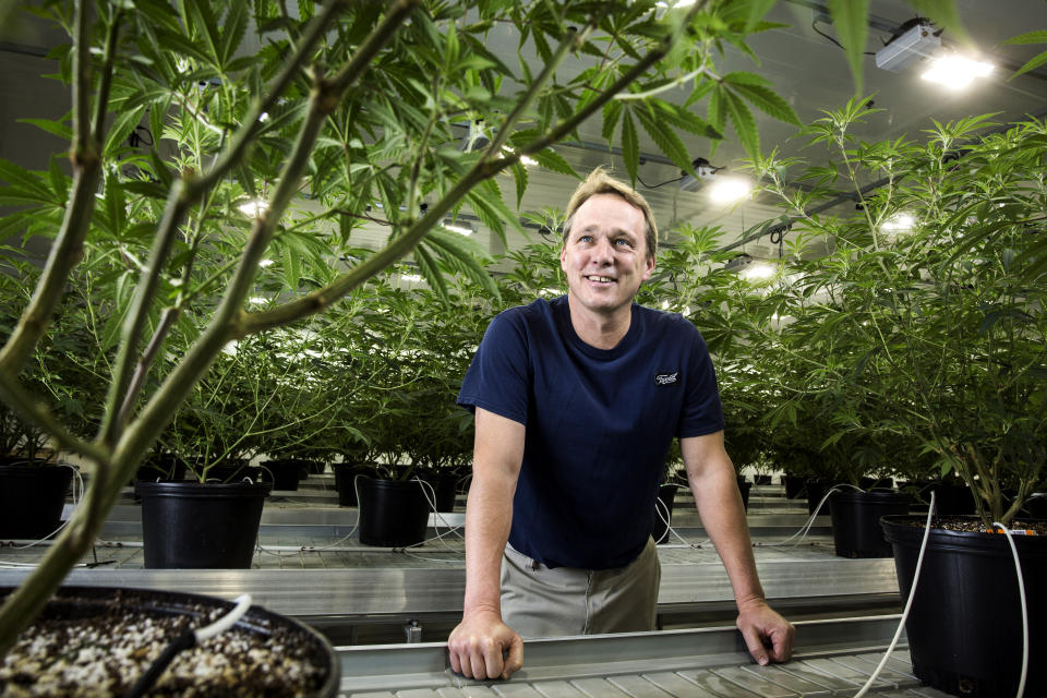 Bruce Linton, chief executive officer of Canopy Growth Corp., stands for a photograph in the Mother Room at the Canopy Growth Corp. facility in Smith Falls, Ontario, Canada, on Tuesday, Dec. 19, 2017. Canadian medical marijuana is setting the stage to go global. The country's emerging legal producers have a chance to seize opportunities in other countries that could make them worldwide leaders, according to Linton. Photographer: Chris Roussakis/Bloomberg via Getty Images