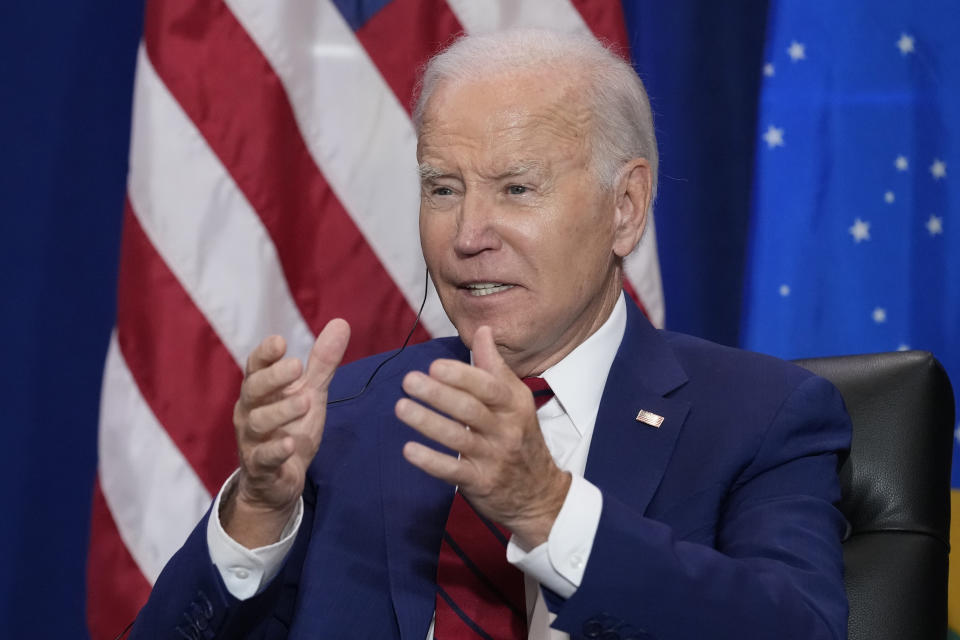 President Joe Biden speaks as he meets with Brazil's President Luiz Inacio Lula da Silva in New York, Wednesday, Sept. 20, 2023. (AP Photo/Susan Walsh)