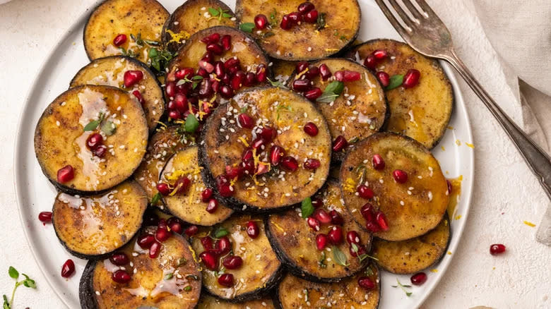 Fried eggplant with pomegranate