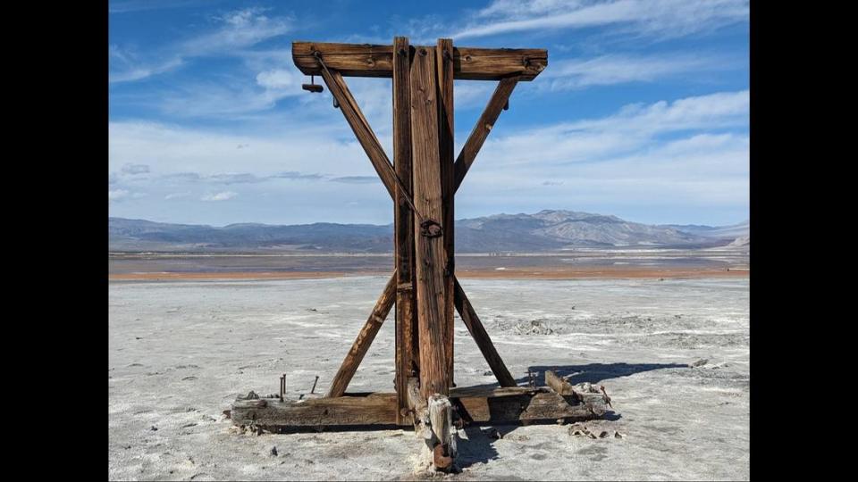 The historic tower shown in Death Valley National Park before it was damaged.