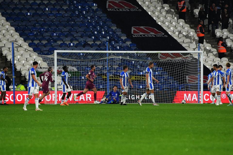DEJECTION: Huddersfield Town got 2-0 down in the 11th minute (Photo: Jonathan Gawthorpe)