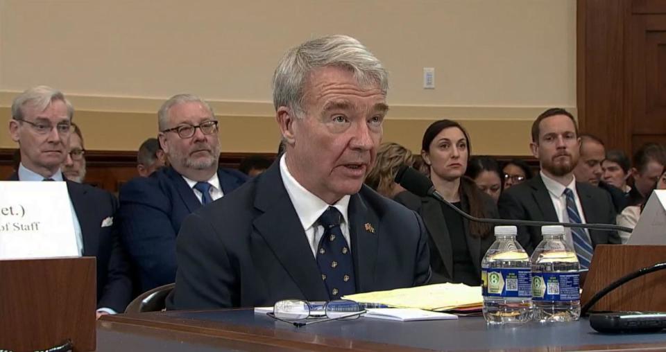 PHOTO: Retired General Kenneth McKenzie testifies about Afghanistan during a hearing in Washington, D.C., on March 19, 2024. (Pool via ABC News)