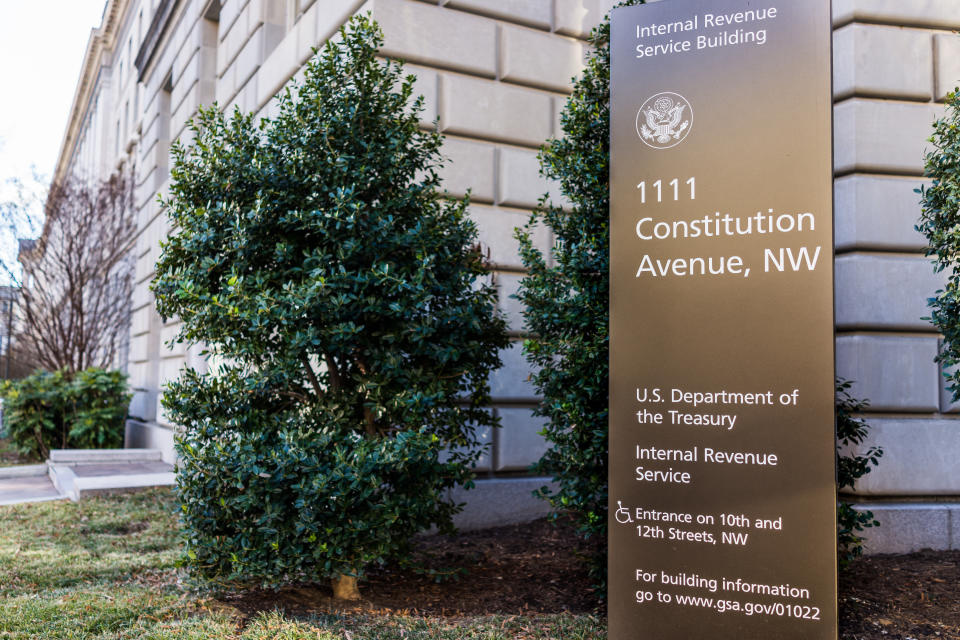 IRS Internal Revenue Service building with sign