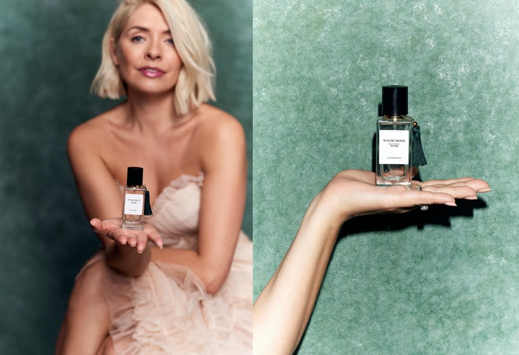 Holly Willoughby has launched a new perfume and fans can't get over her dress. (Jon Gorrigan/Wylde Moon)