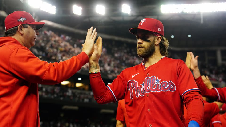 Bryce Harper crushed a deep homer as the Phillies cruised to victory. - Mary DeCicco/MLB/Getty Images