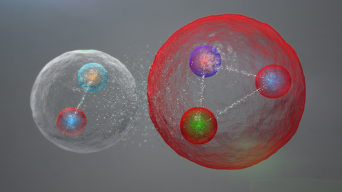 <span class="caption">Illustration of the possible layout of the quarks in a pentaquark particle. </span> <span class="attribution"><span class="source">Daniel Dominguez/CERN</span></span>