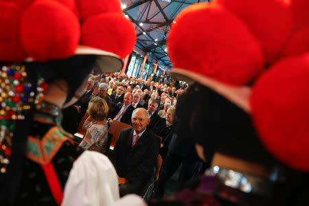 German Finance Minister Wolfgang Schaeuble attends a gala reception organised by the CDU in Baden-Wuerttemberg to mark his 75th birthday in Offenburg, Germany, September 18, 2017. REUTERS/Kai Pfaffenbach